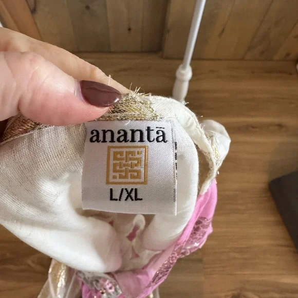 Floral Embellished Maxi Dress in Pink and Cream - 076 - Picture 7 of 7